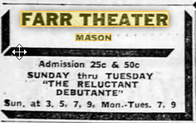 Farr Theatre (Rayner Opera House) - Ad From Nov 23 1958